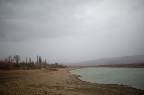                     Drought. Water reservoir in Crimea                