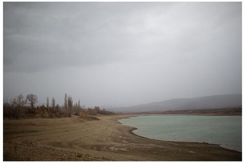                     Drought. Water reservoir in Crimea                