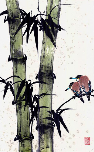 Bamboo bird II | Арт-принты  | Somodernart 